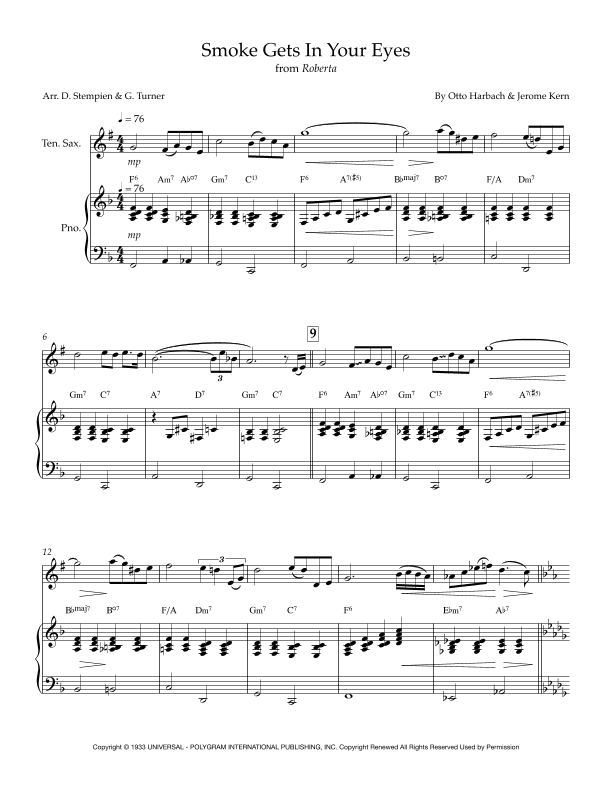 Smoke Gets In Your Eyes (arr. Debra E. Stempien, Gregory H. Turner)