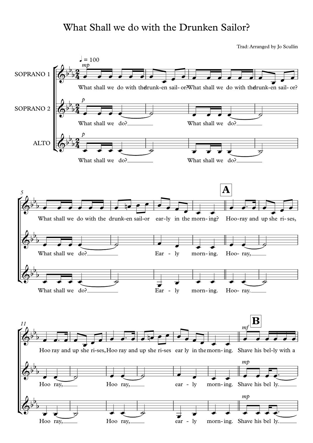 What Shall We Do With The Drunken Sailor (arr. Jo Scullin)