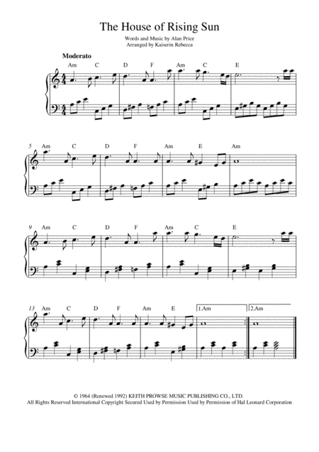 The House Of The Rising Sun (arr. Kaiserin Rebecca)