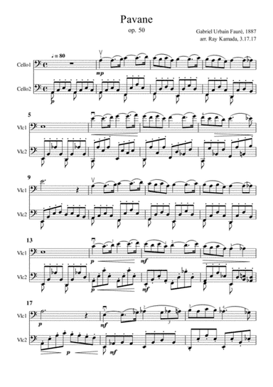 Pavane, Gabriel Faure, op. 50 for Cello Duet (arr. Ray Kamada)