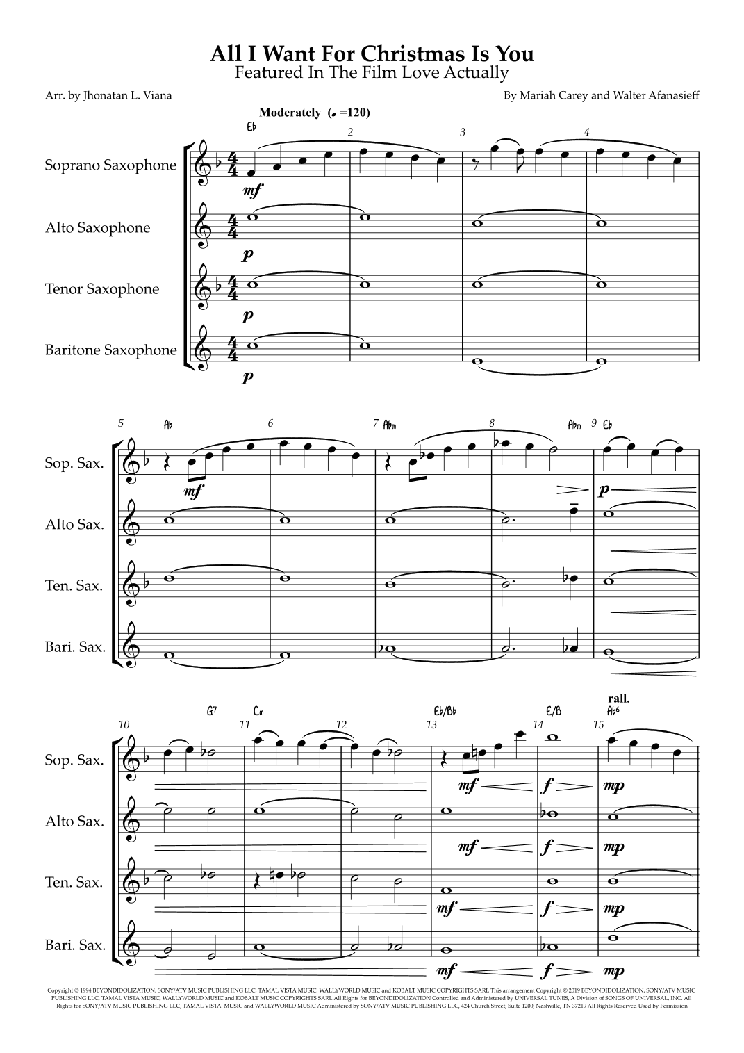 All I Want For Christmas Is You (arr. Jhonatan Lucio Viana)