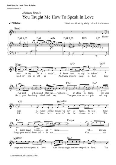 You Taught Me How To Speak In Love (arr. Popnroll 1976)