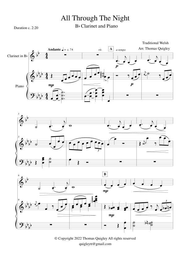 All Through The Night (arr. Thomas Quigley)