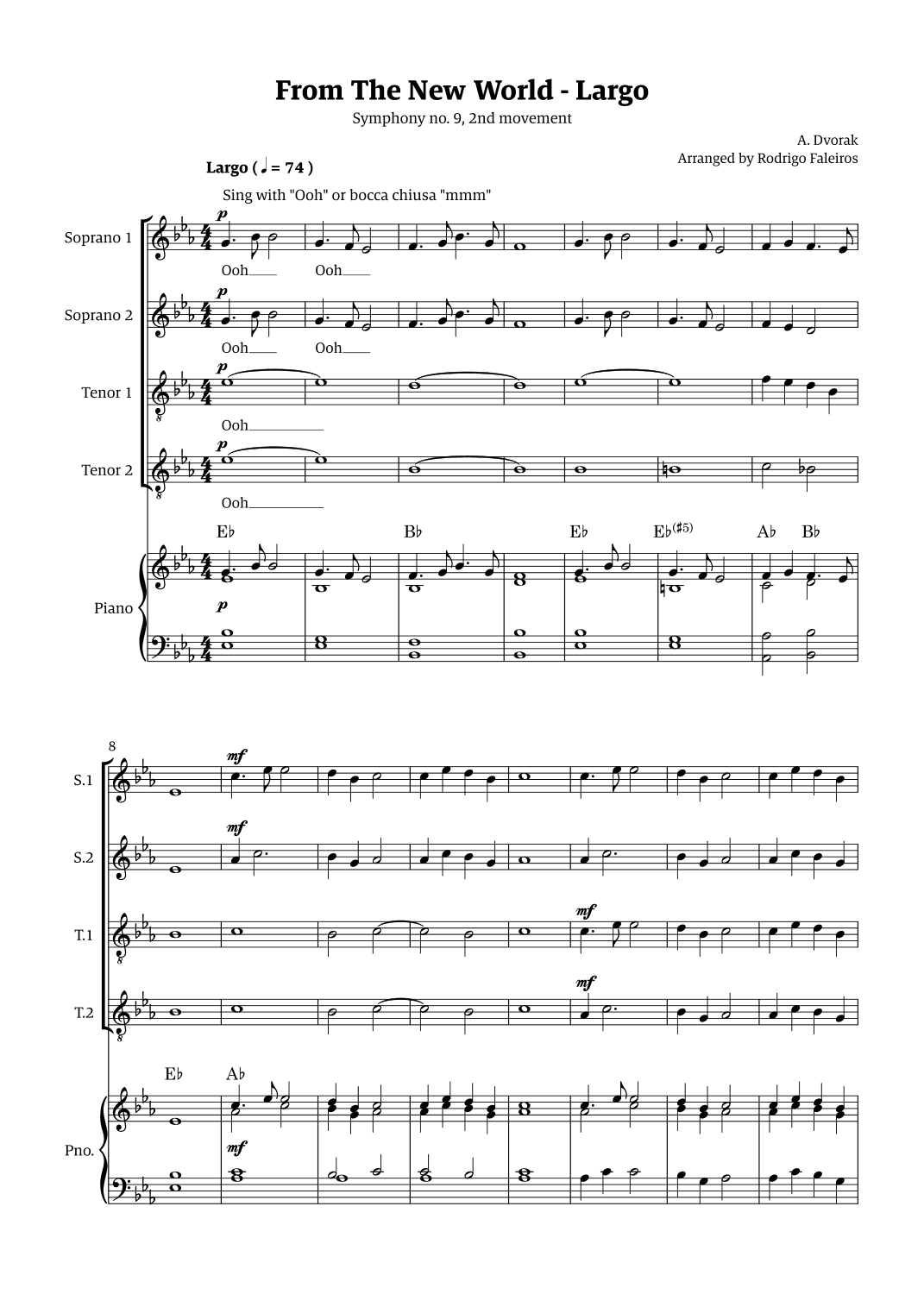 Largo (2nd movement of the Symphony no. 9 'From The New World') (arr. Rodrigo Faleiros)