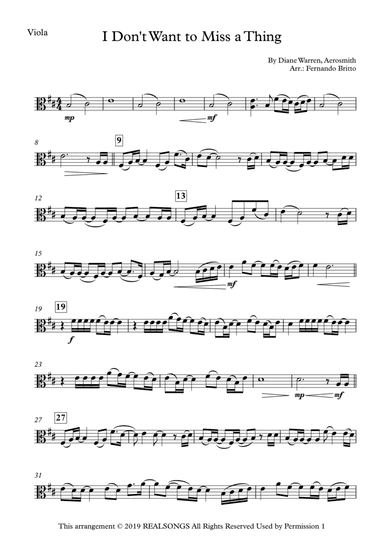 I Don't Want To Miss A Thing (arr. Fernando Britto)