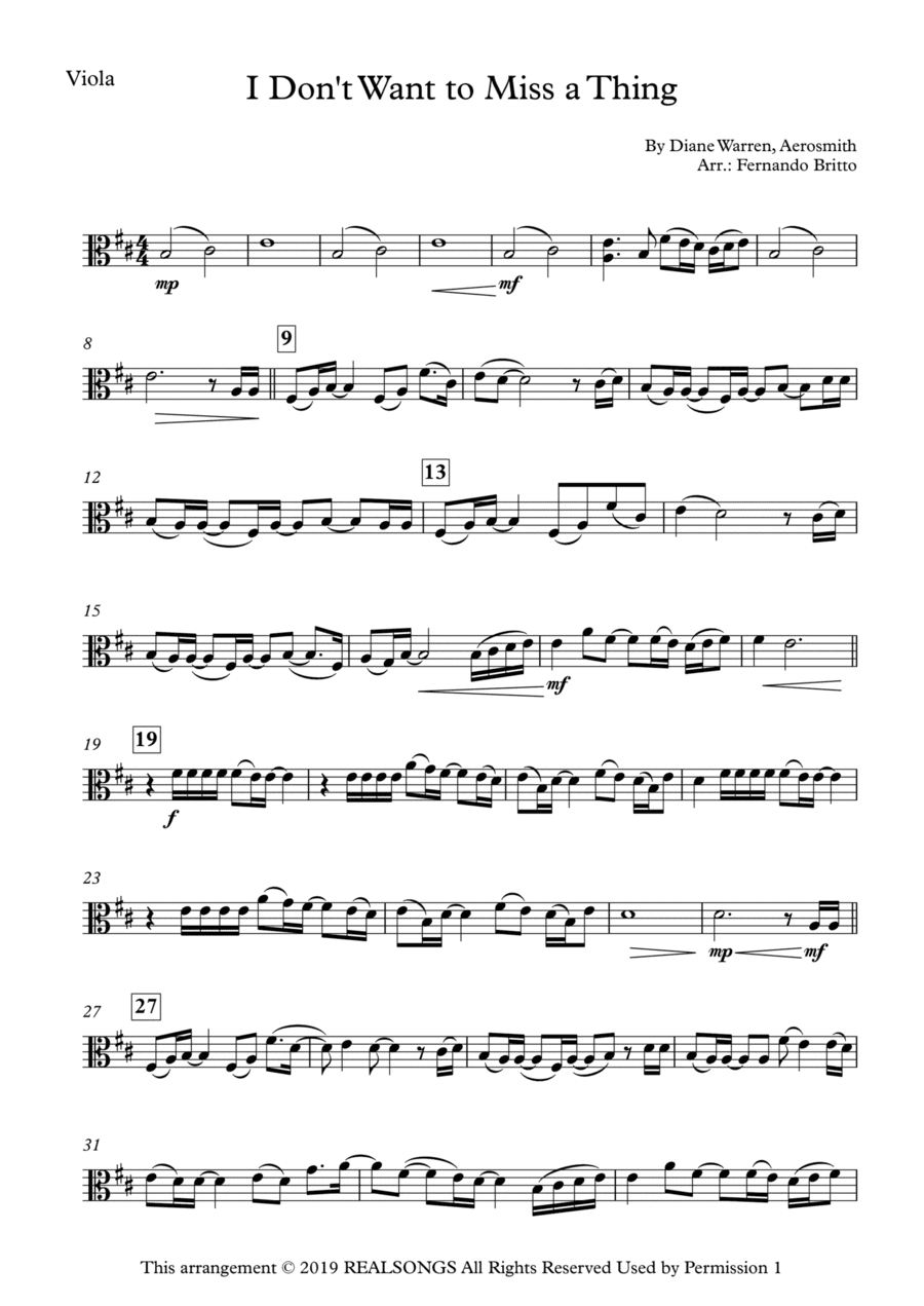 I Don't Want To Miss A Thing (arr. Fernando Britto)