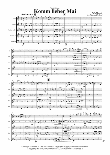 Komm lieber Mai - German Folk Song - Wind Quintet (arr. Thomas H. Graf)