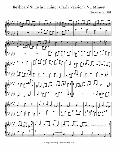 Keyboard Suite in F Minor (Early Version) VI. Minuet