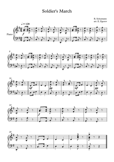 Soldier's March, Robert Schumann, For Easy Piano