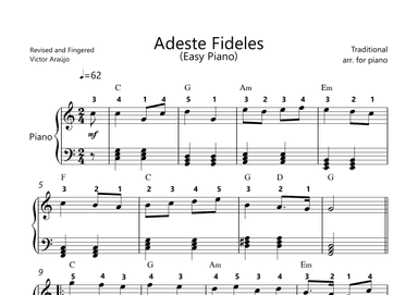 Adeste fideles - Melody and chords w/ chord symbols (arr. Arezzo Music)