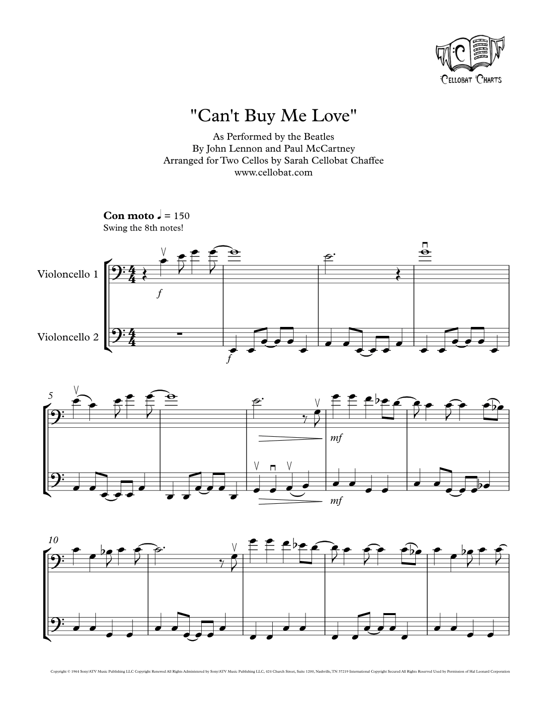 Can't Buy Me Love (arr. Sarah Cellobat Chaffee)
