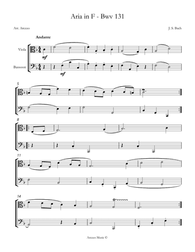 bach bwv anh. 131 gavotte in f major Viola and Bassoon Sheet Music (arr. Arezzo Music)