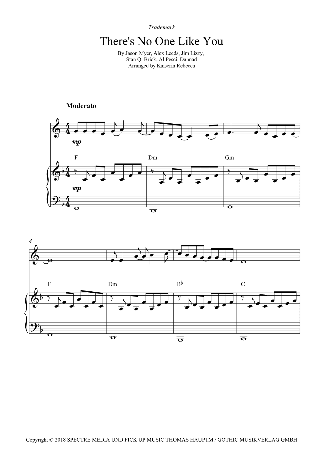 There's No One Like You (arr. Kaiserin Rebecca)