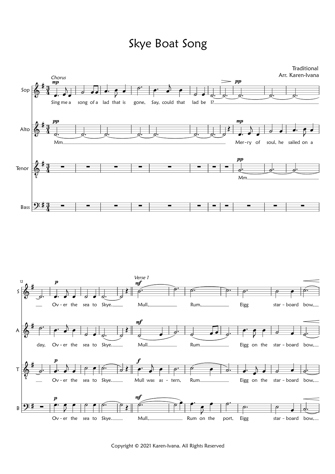 Skye Boat Song (arr. Karen Ivana)