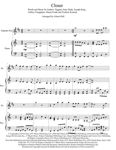 Closer (arr. Alison Hall)