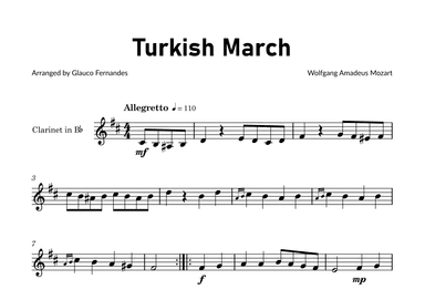 Turkish March by Mozart - Clarinet Solo (arr. Glauco Fernandes)