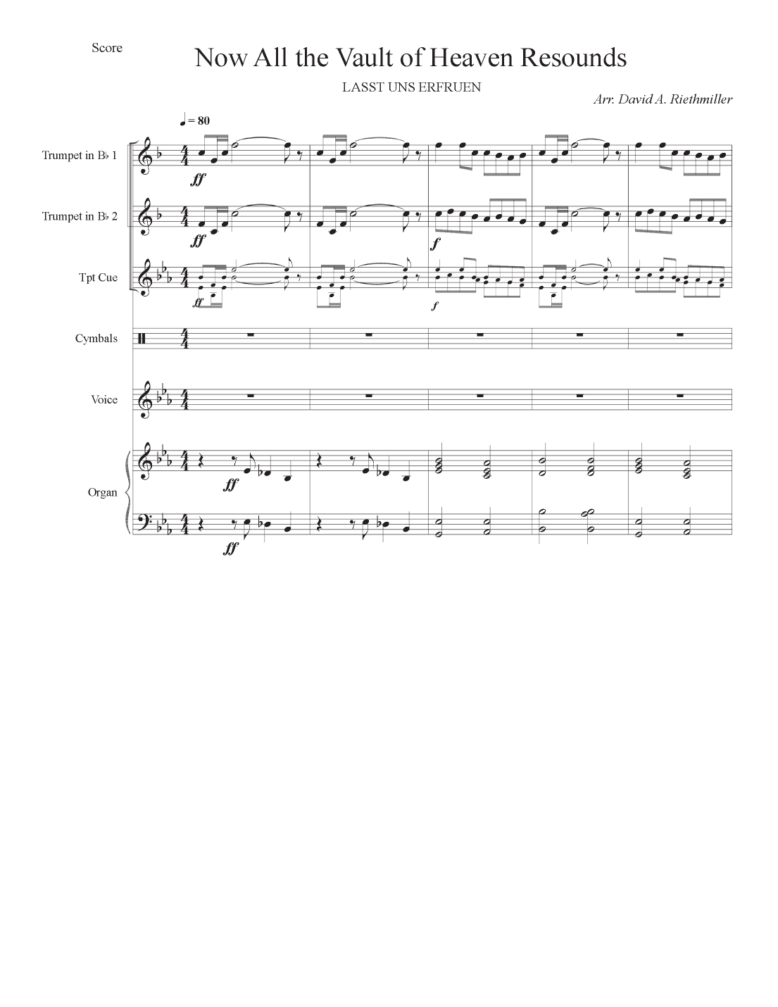 Now All the Vault of Heaven Resounds (arr. David A. Riethmiller)
