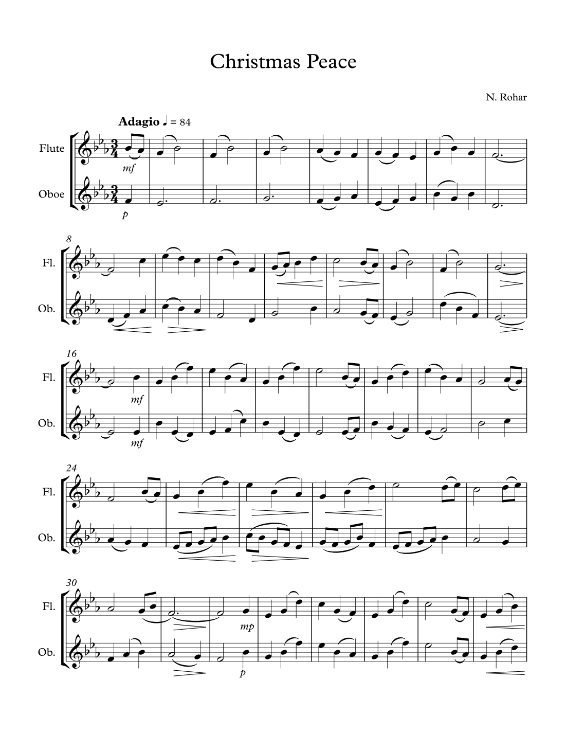Christmas Peace for flute and oboe