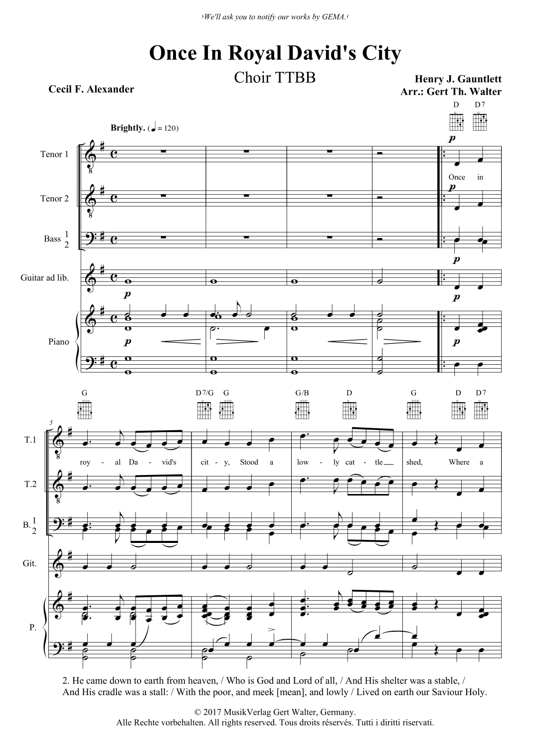 Once In Royal David's City (arr. Gert Th. Walter)