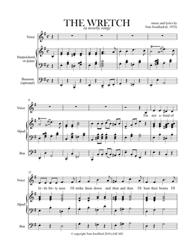 The Wretch - novelty song for voice, harpsichord, optional bassoon