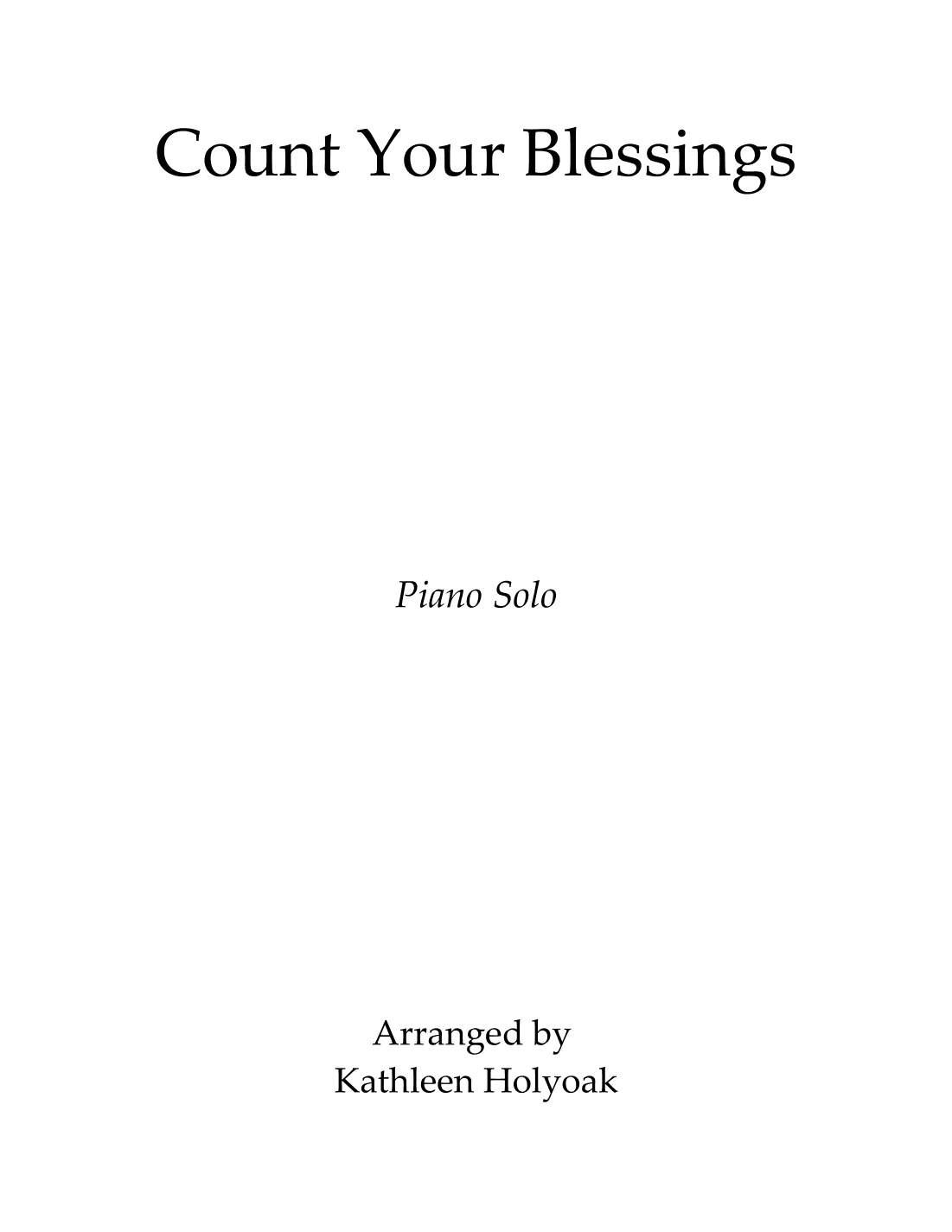 Count Your Many Blessings (When Upon Life's Billows) for Piano Solo (arr. KATHLEEN HOLYOAK)