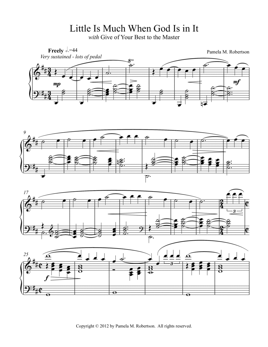 Little Is Much When God is In It - Piano Solo (arr. Pamela M. Robertson)