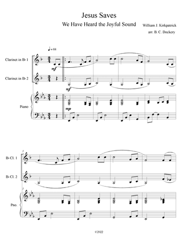 Jesus Saves (Clarinet Duet with Piano Accompaniment) (arr. B. C. Dockery)