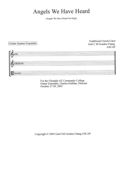 Angels We Have Heard - Guitar Ensemble (arr. Gail CM Gordon Chang)