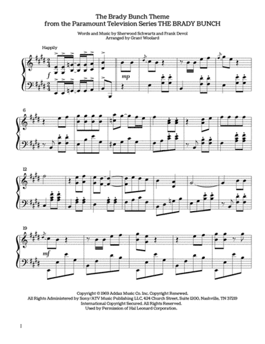The Brady Bunch  Theme from the Paramount Television Series THE BRADY BUNCH (arr. Grant Woolard)