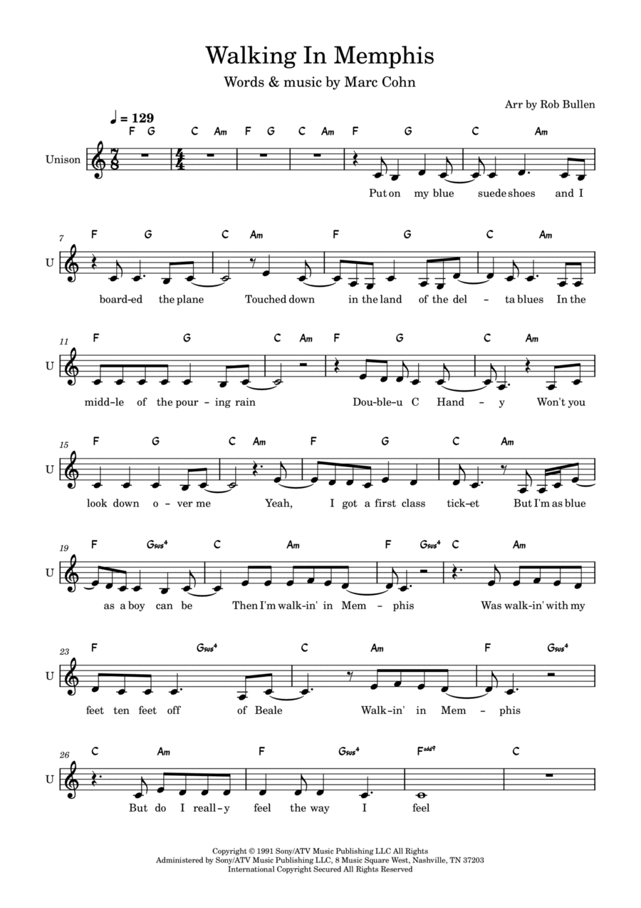 Walking In Memphis (arr. Rob Bullen)