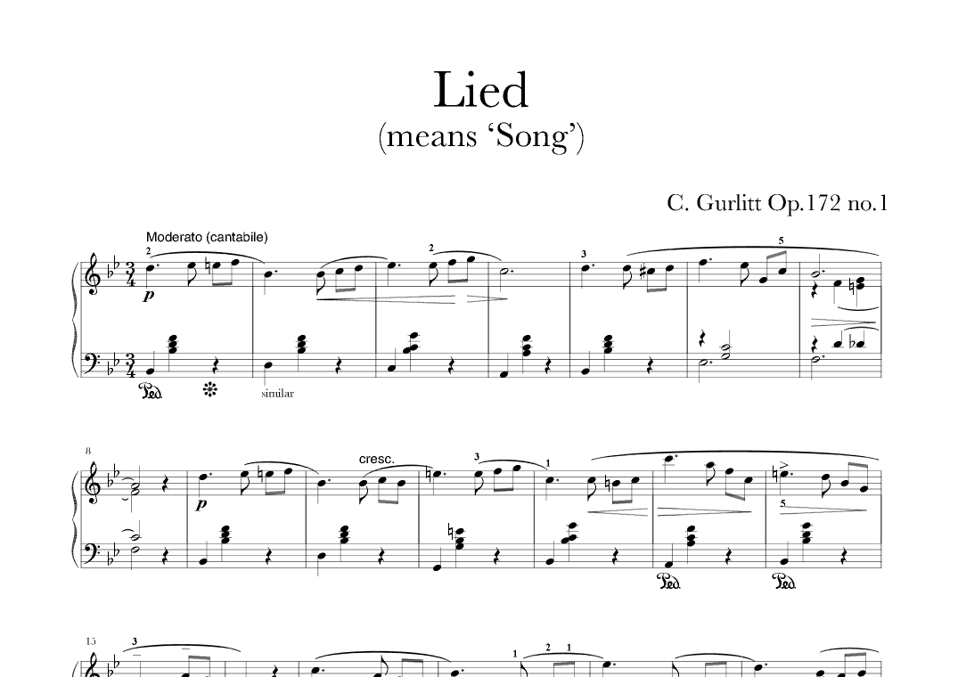 Lied. (Song or Chanson) no. 1 from 20 melodies opus 172 (arr. Thomas Ling)