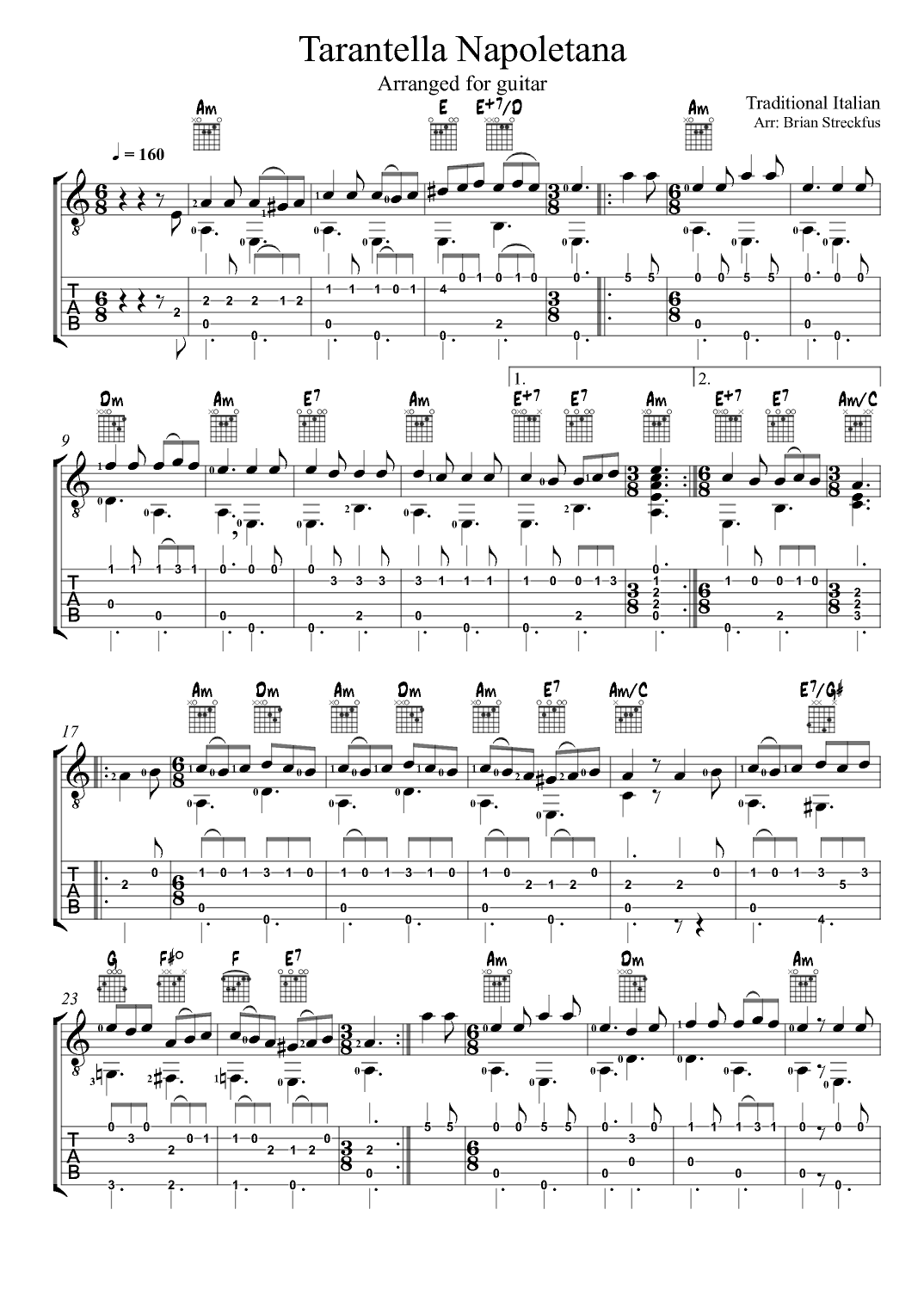 Tarantella Napoletana (arranged for guitar) (arr. Brian Streckfus)