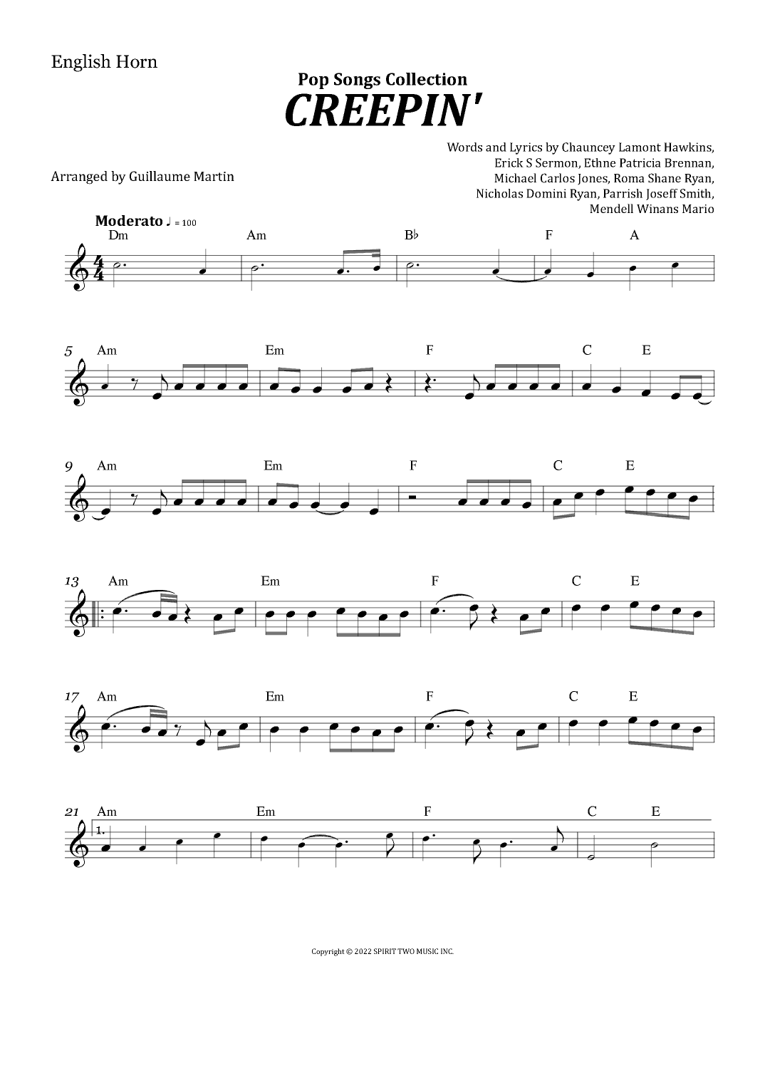 Creepin' (with The Weeknd & 21 Savage) (arr. Guillaume Martin)