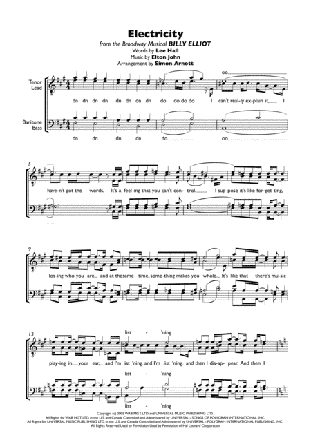 Electricity from the Broadway Musical BILLY ELLIOT (arr. Simon Arnott)