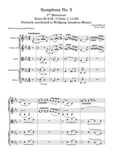 Symphony No. 2 K. 17, 2nd Movement (arr. Zachary Corbett)