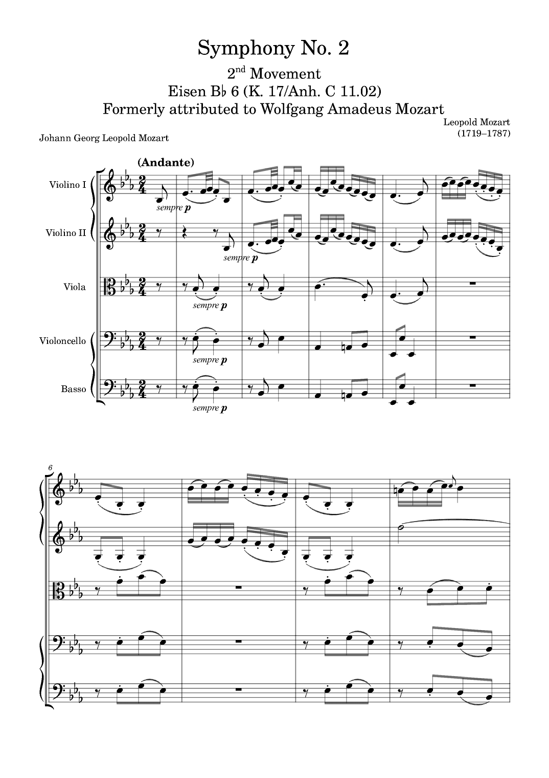 Symphony No. 2 K. 17, 2nd Movement (arr. Zachary Corbett)