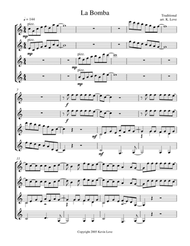 La Bomba (Guitar Quartet) - Score and Parts (arr. Kevin Love)