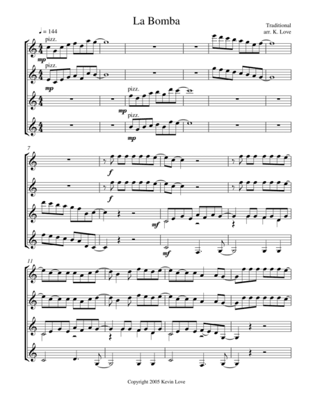 La Bomba (Guitar Quartet) - Score and Parts (arr. Kevin Love)