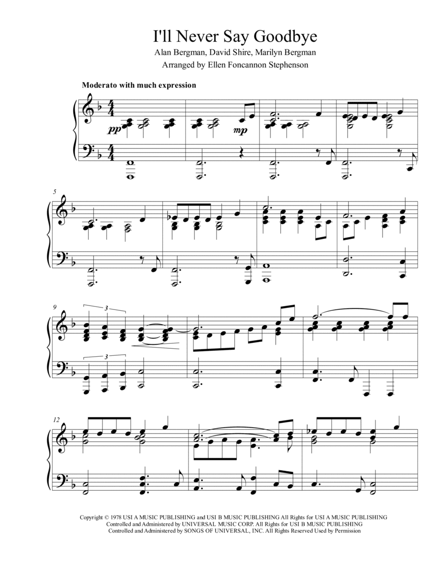 I'll Never Say Goodbye (arr. Ellen F. Stephenson)