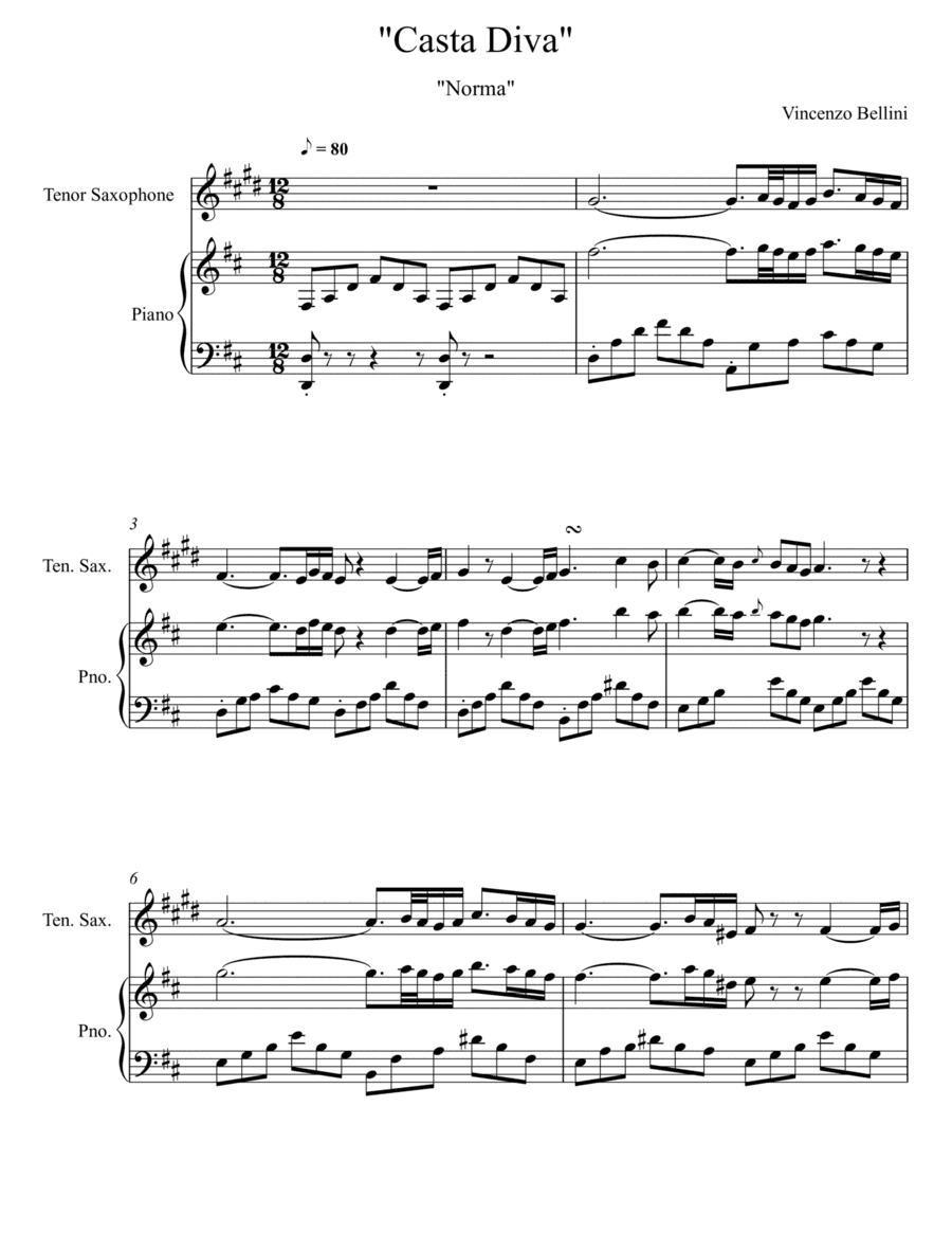 Vincenzo Bellini - Casta Diva - Norma (Tenor Saxophone Solo) (arr. André Laitano)