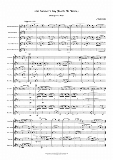 One Summer's Day (arr. Akkarin Chooarun)