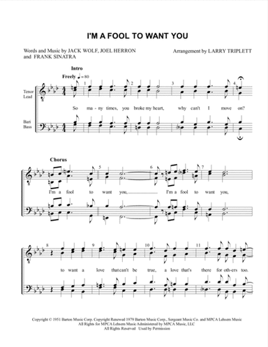 I'm A Fool To Want You (arr. Larry Triplett)