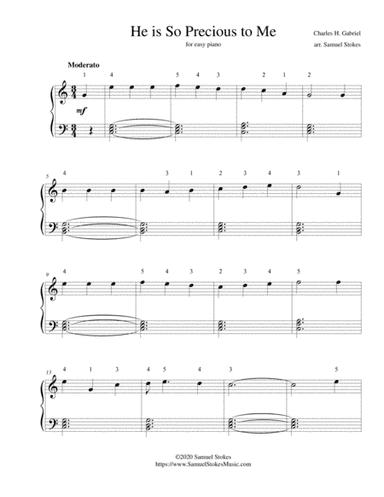 He is So Precious to Me - for easy piano (arr. Samuel Stokes)