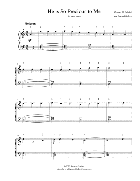 He is So Precious to Me - for easy piano (arr. Samuel Stokes)
