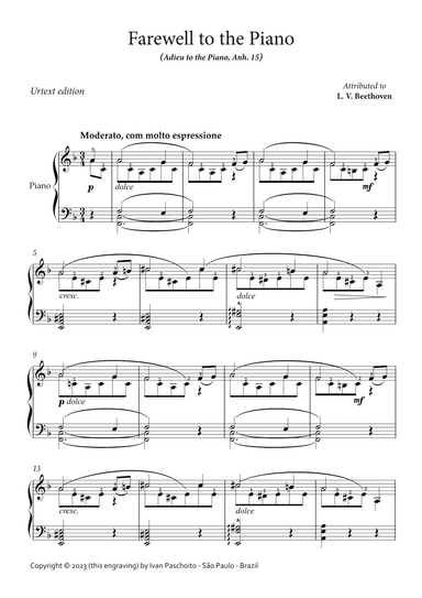 Farewell to the piano (Adieu to the piano) (arr. Urtext)