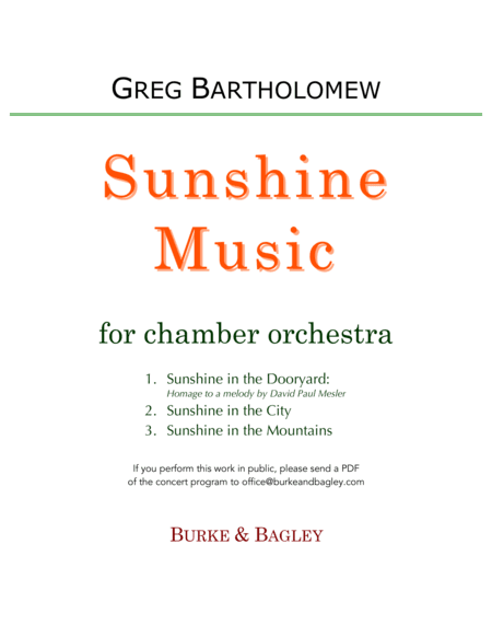 Sunshine Music for chamber orchestra