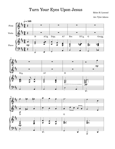 Turn Your Eyes Upon Jesus (Flute and Violin Duet with Piano) (arr. Tyler Adams)