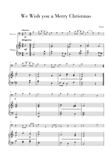 We Wish you a Merry Christmas for Bassoon and Piano (arr. Cadenza Editions)