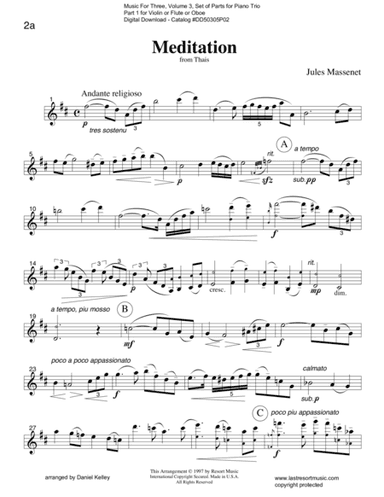 Meditation from Thais for Piano Trio (arr. Last Resort Music Publishing)