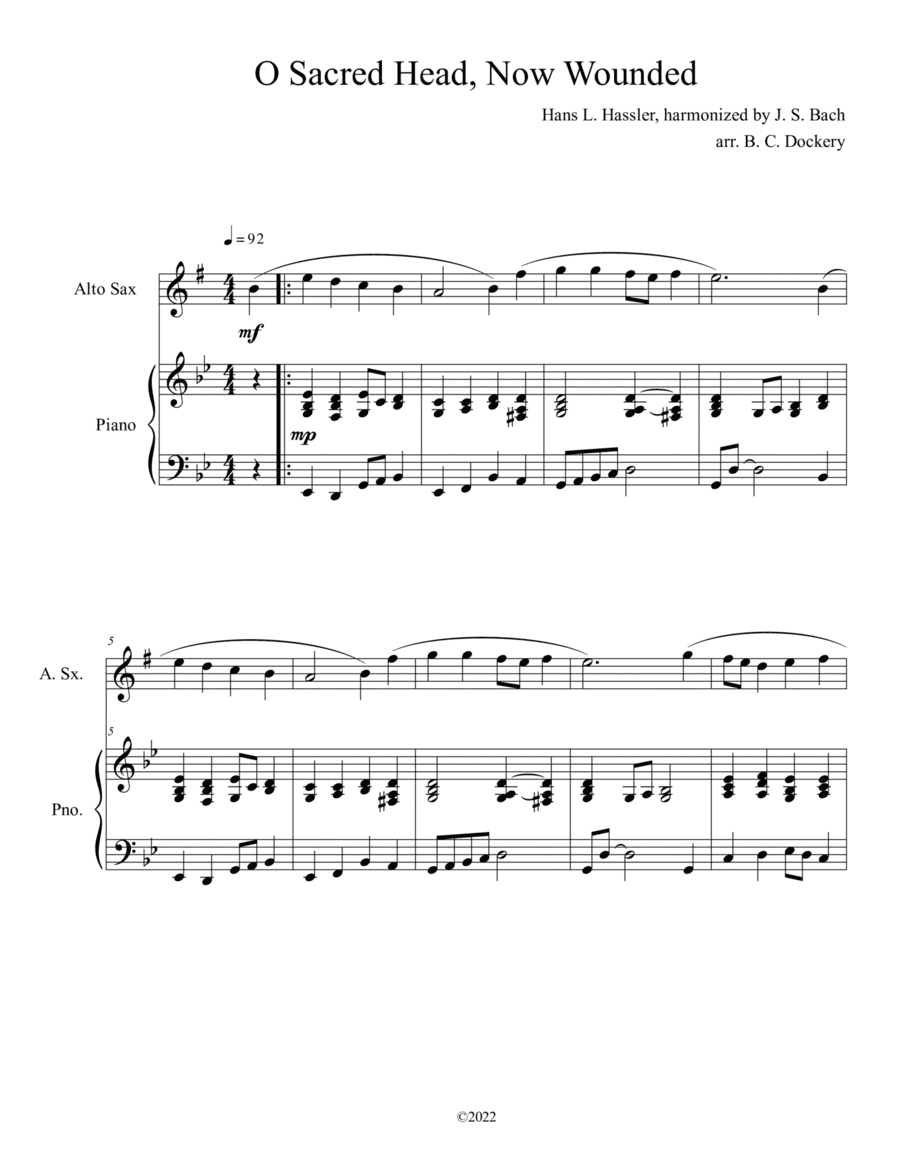 O Sacred Head, Now Wounded (Alto Sax Solo with Piano Accompaniment) (arr. B. C. Dockery)